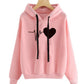 Heart Print Streetwear Hoodie Women