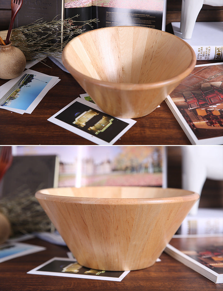 Large round style wooden bowl