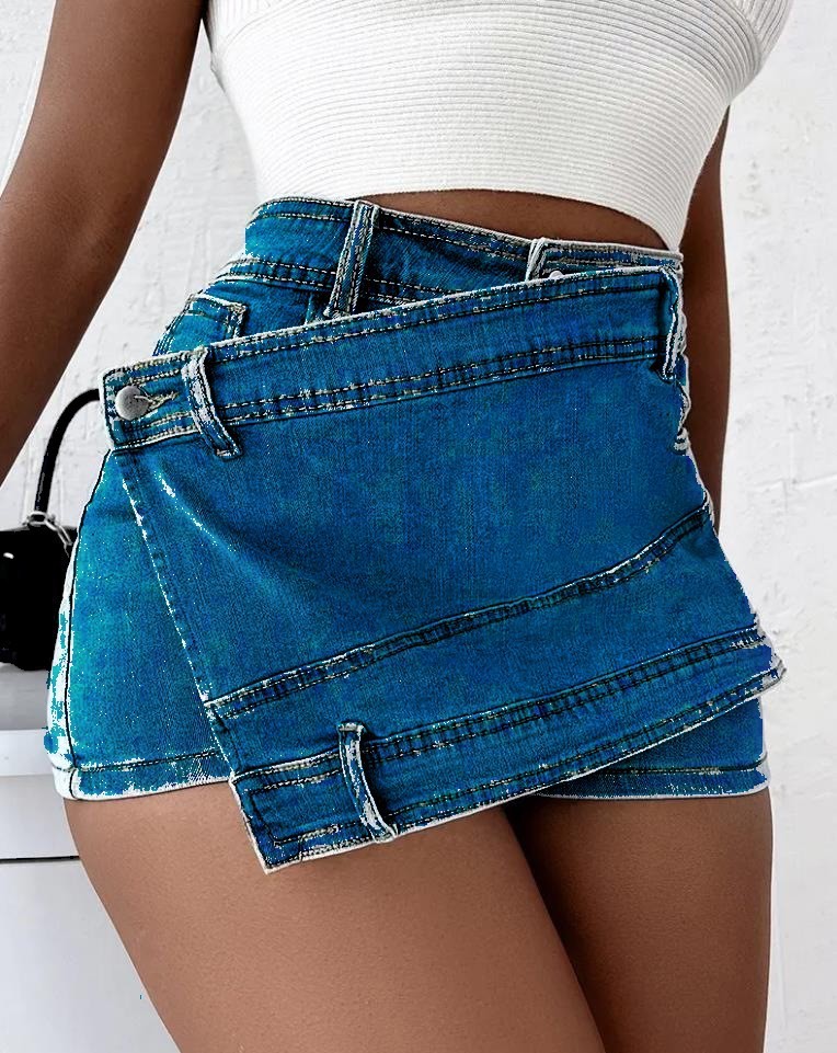 Street Vintage Denim Shorts Skirt