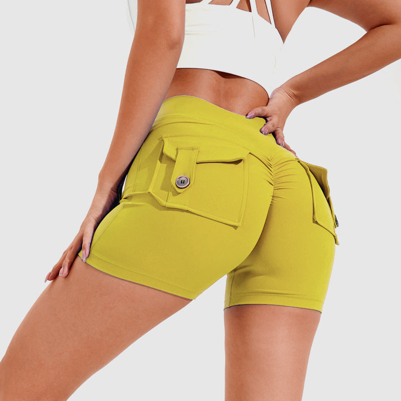 High Waist Hip Lifting Shorts With Pockets