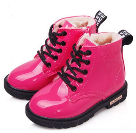 PU Leather Waterproof Martin Boots Kids Snow Boots