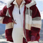 Women's Loose Plush Multicolor Hooded Jacket