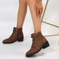 Women Ankle Boots With Side Zipper And Belt Buckle