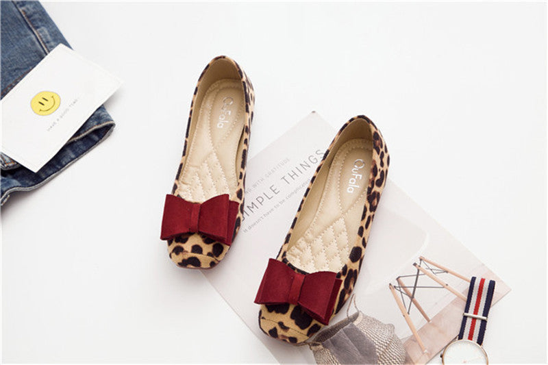 Flat Bottom All-match Leopard-print Beanie Shoes