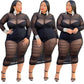 Sexy Long Sleeve Dress with Bodysuit Lining For Plus Size Women