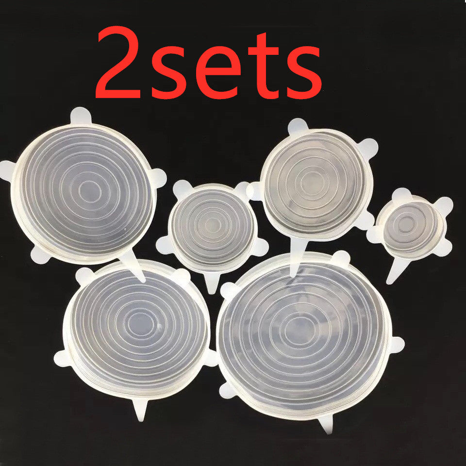 The 6-piece set of multi-functional silicone lid can