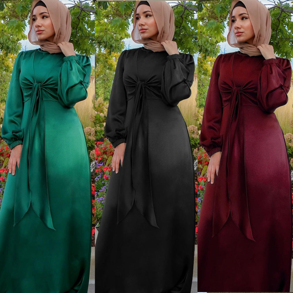 Muslim Women Hijab Satin Dress