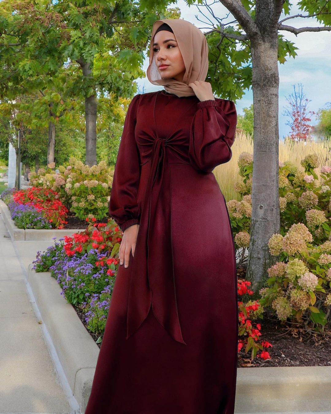 Muslim Women Hijab Satin Dress