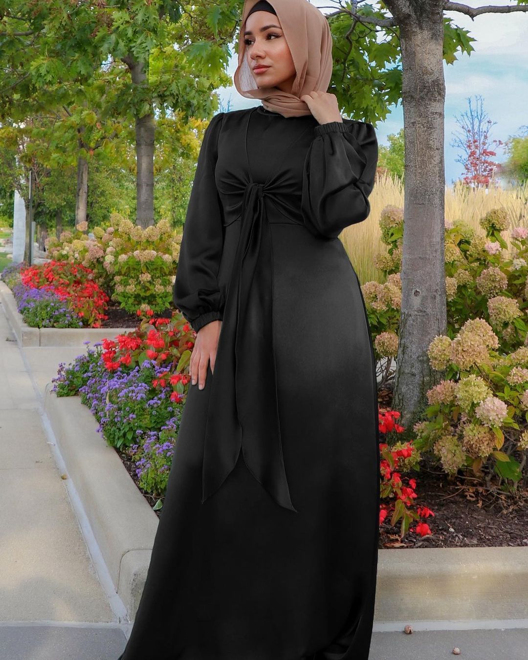 Muslim Women Hijab Satin Dress