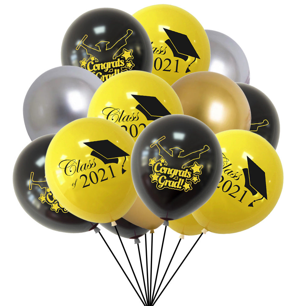 Graduation Party Paper Banner Graduation Season Printed Latex Balloons