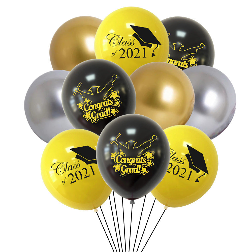 Graduation Party Paper Banner Graduation Season Printed Latex Balloons