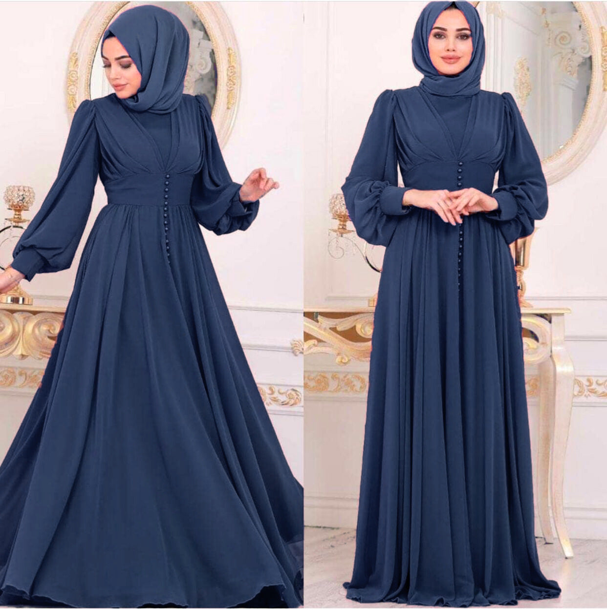 Muslim Women's Long Sleeve Chiffon Dress