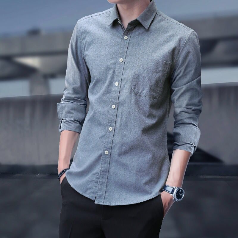 Men's Slim Fit Casual Long Sleeve Shirts Business