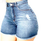 Stretch Slim Fit Ripped Tassel Denim Shorts For Women