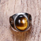 Men Oval Tiger Eye Brown Stones Ring