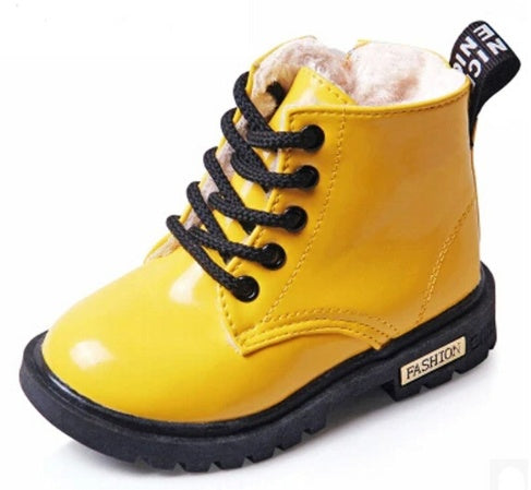 PU Leather Waterproof Martin Boots Kids Snow Boots