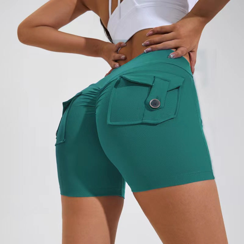 High Waist Hip Lifting Shorts With Pockets