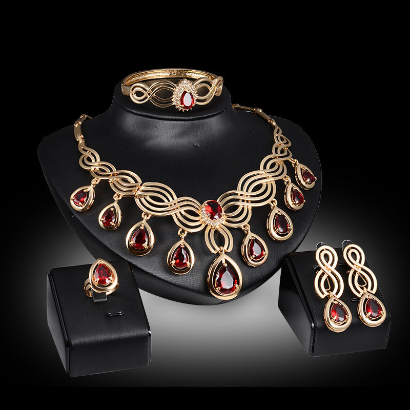 Set Jewelry Fashion Gems Necklace And Earrings