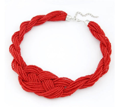 Concise Shaped Braided Rice Beads Temperament Clavicle Chain