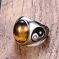 Men Oval Tiger Eye Brown Stones Ring