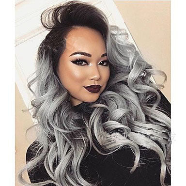 Black Ombre wavy wig long curly hair