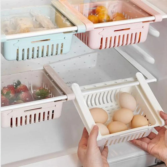 Retractable Multipurpose Adjustable Refrigerator Organizer Drawer