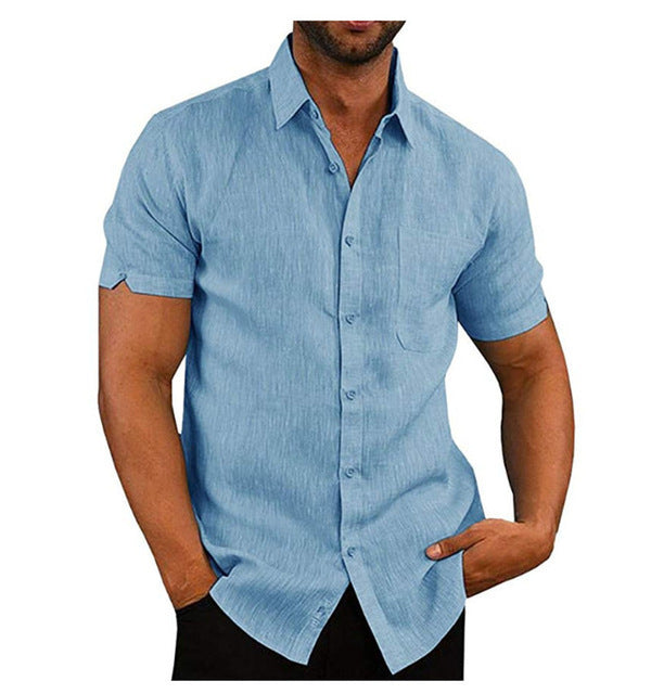 Men Short Sleeve Solid Shirt