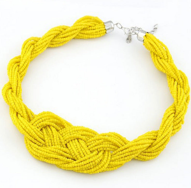 Concise Shaped Braided Rice Beads Temperament Clavicle Chain