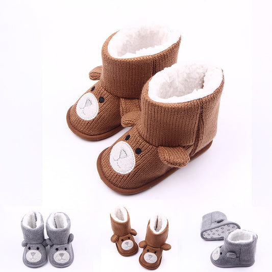 Autumn winter new bear knitting plus baby shoes