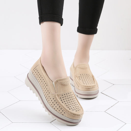 Wedge platform leather sole shoes