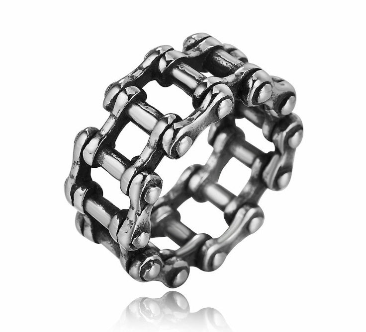 Stainless Steel Link Chain Motorcycle Boy Ring