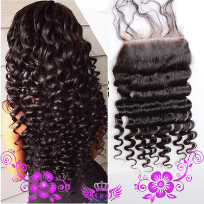 Block Deep Wave Closure Full Lace Wig