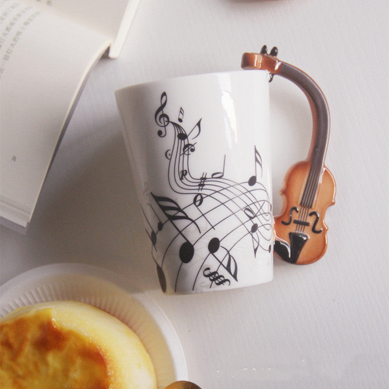 Creative Music Violin Style Guitar Ceramic Mug