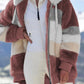 Women's Loose Plush Multicolor Hooded Jacket