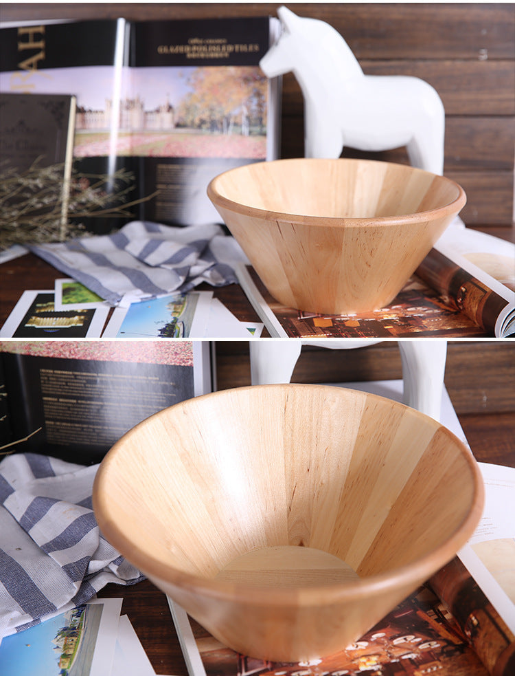 Large round style wooden bowl