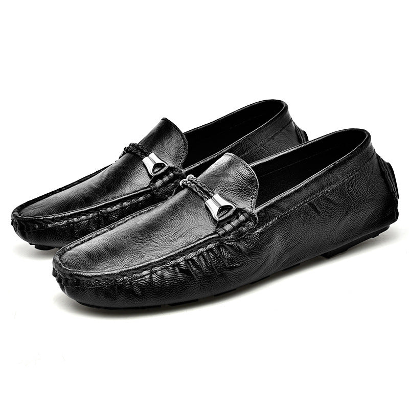 Plus Size Cowhide Casual British One Pedal Loafers