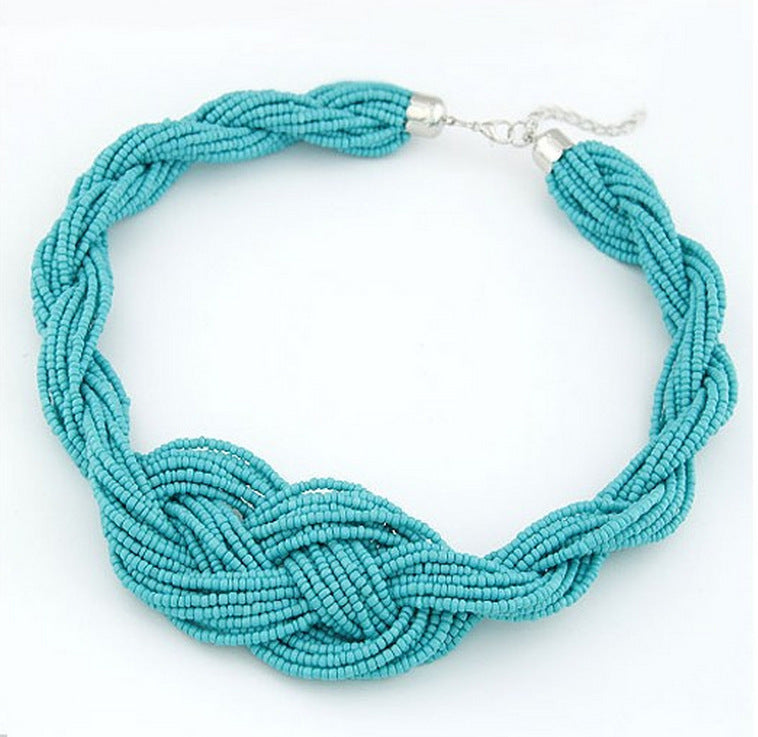 Concise Shaped Braided Rice Beads Temperament Clavicle Chain