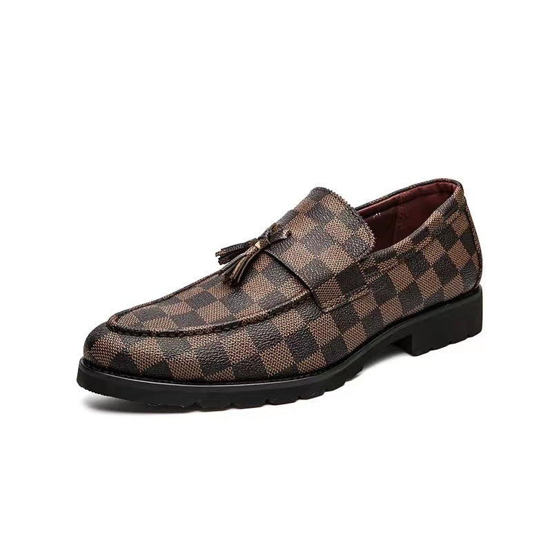 Men's Plaid Leather Shoes