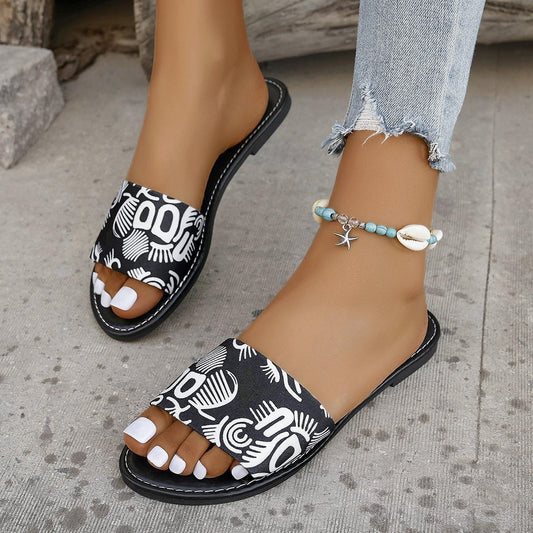 Fashion Graffiti Print Sandals For Women