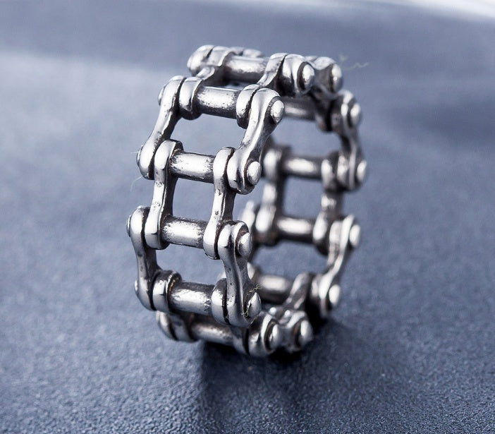 Stainless Steel Link Chain Motorcycle Boy Ring