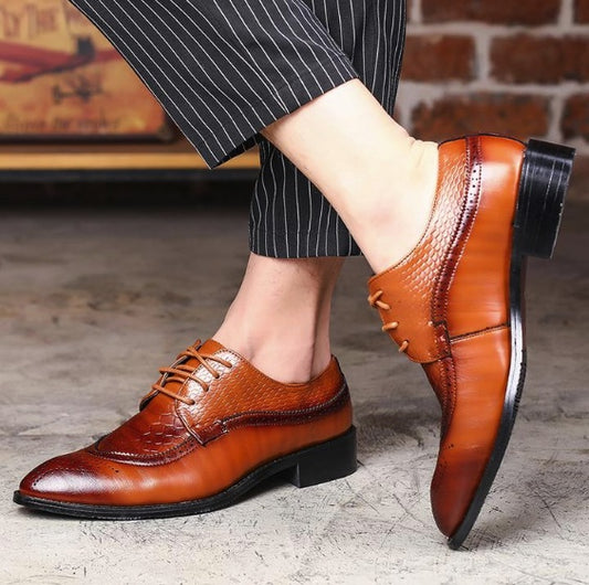 Men flats lace up business oxfords leather shoes