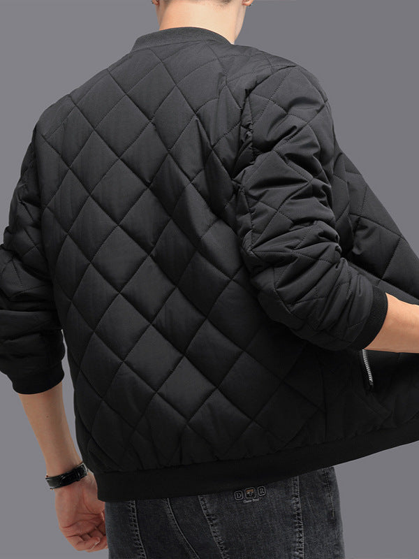 Fashion Rhombic Design Cotton Coat For Men