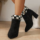 Plaid Print Plush Ankle Boots