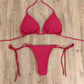 2pcs Halterneck Lace-up Bikini Women