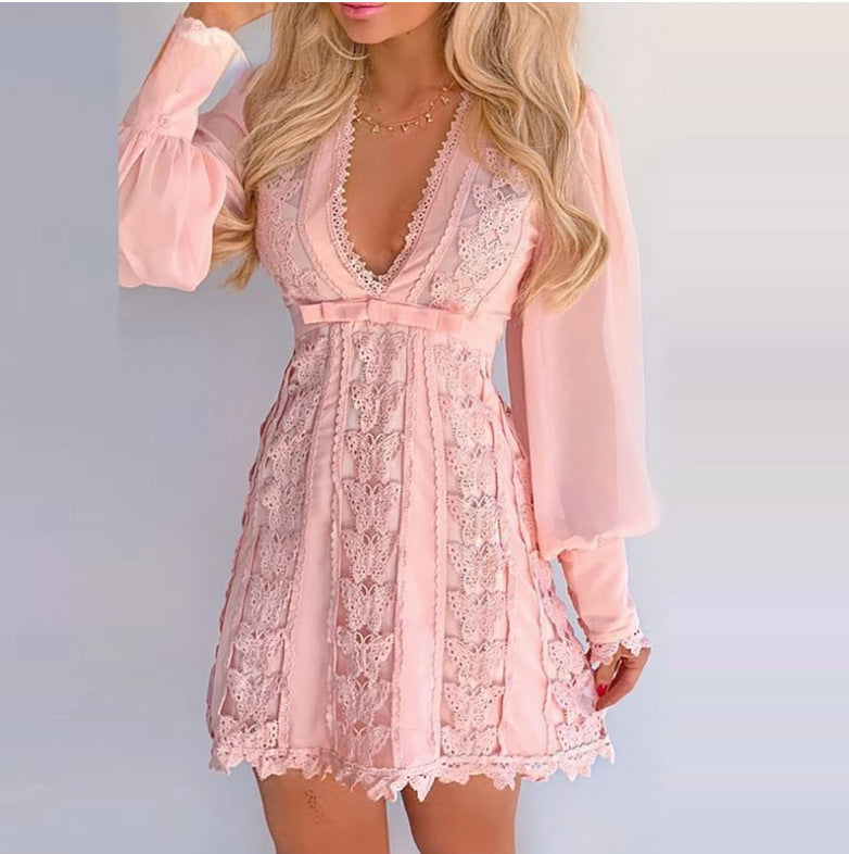 Long Puff Sleeve Butterfly Dress For Women