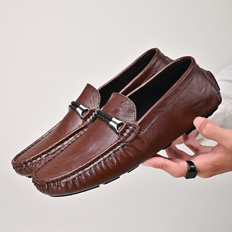 Plus Size Cowhide Casual British One Pedal Loafers