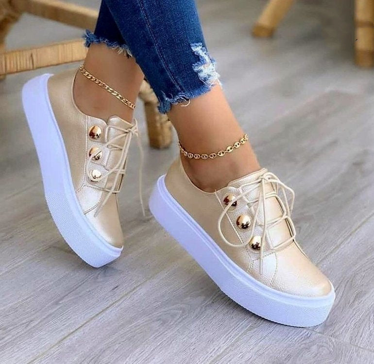 Lace-up Flats Sneakers Women