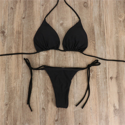 2pcs Halterneck Lace-up Bikini Women