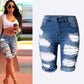 High waist personality ripped middle street fashion Jeans