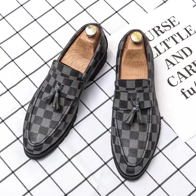 Men's Plaid Leather Shoes